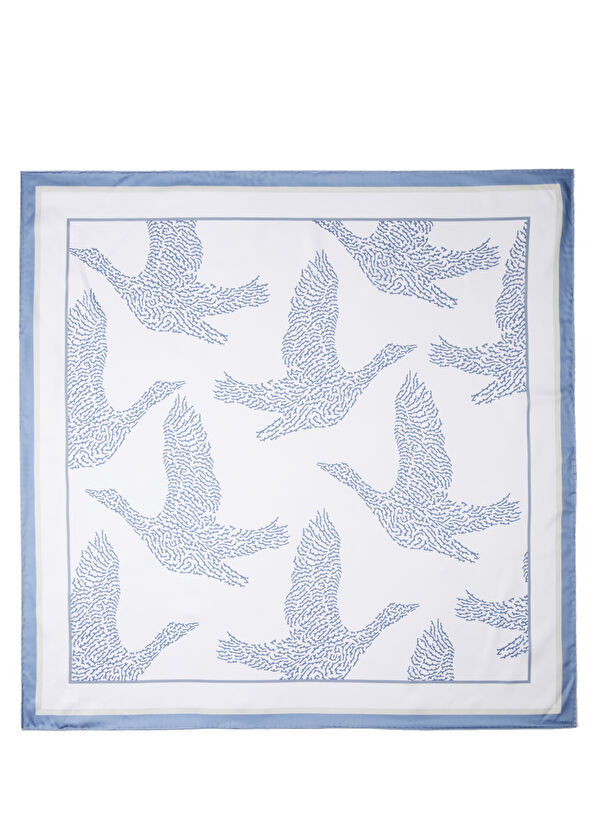 Beymen Club White Blue Patterned Scarf - 1