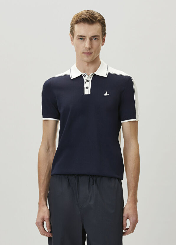Beymen Club Navy Blue White Back Short Sleeve Polo Sweater - 2