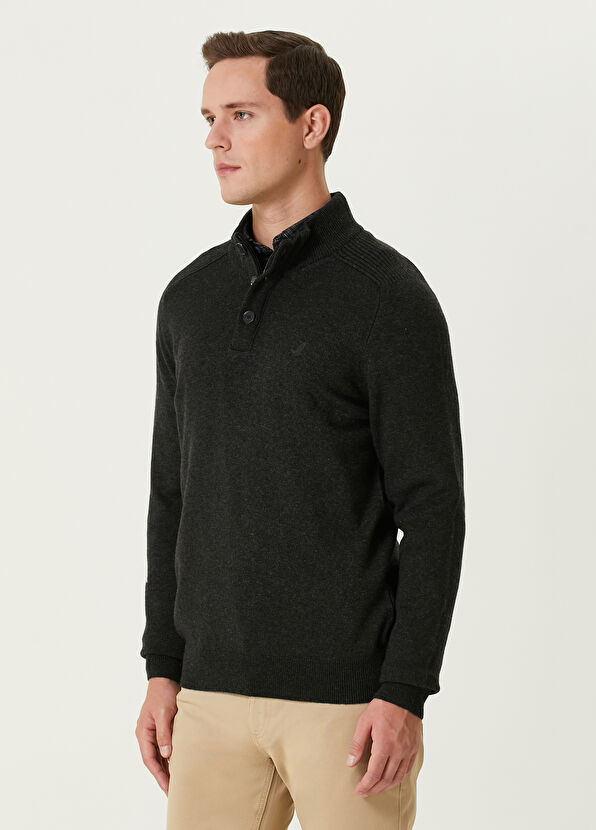Beymen Club Anthracite Collar Buttons Sweater - 4