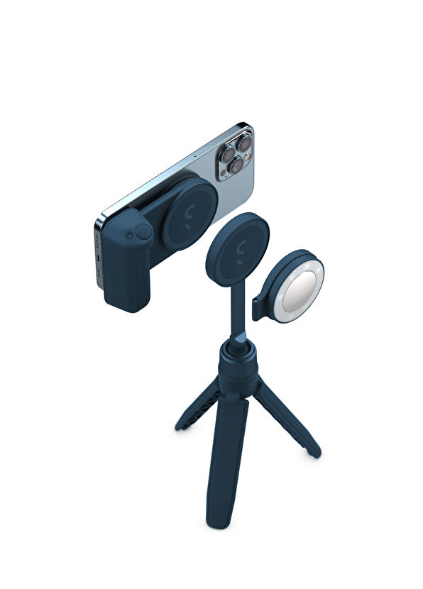 ShiftCam SnapGrip Mavi MagSafe Uyumlu Kablosuz Şarjlı Bluetooth Deklanşörlü 180° Dönebilen Çok Yönlü Mobil Çekim Seti - 1