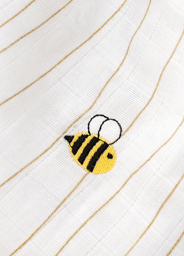 Casadora Baby Happy Bee Embroidered 100% Cotton 2-Piece Muslin Cover Set - 4
