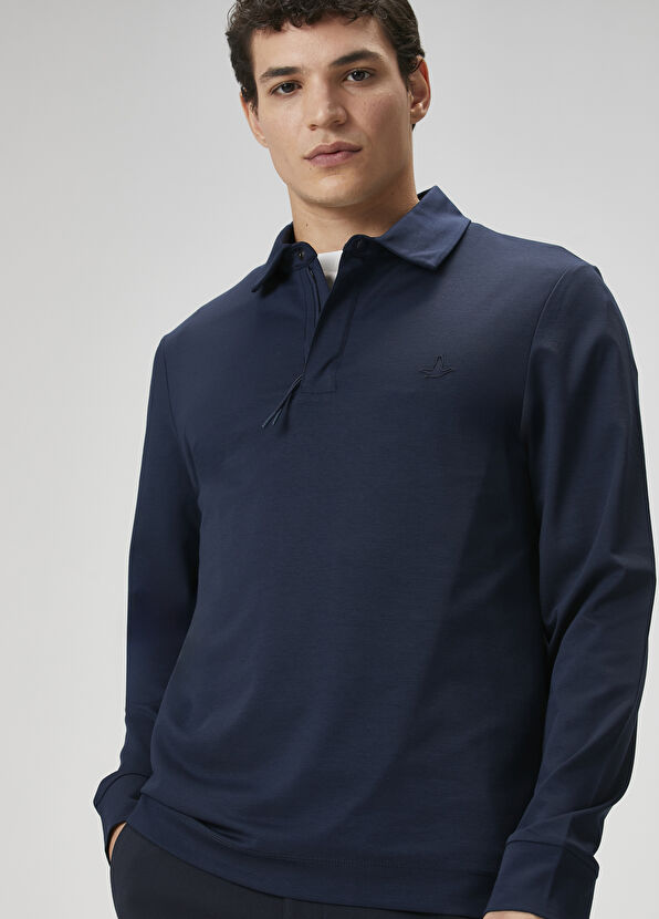 Beymen Club Slim Fit Dark Navy Blue Polo Neck Sweatshirt - 2