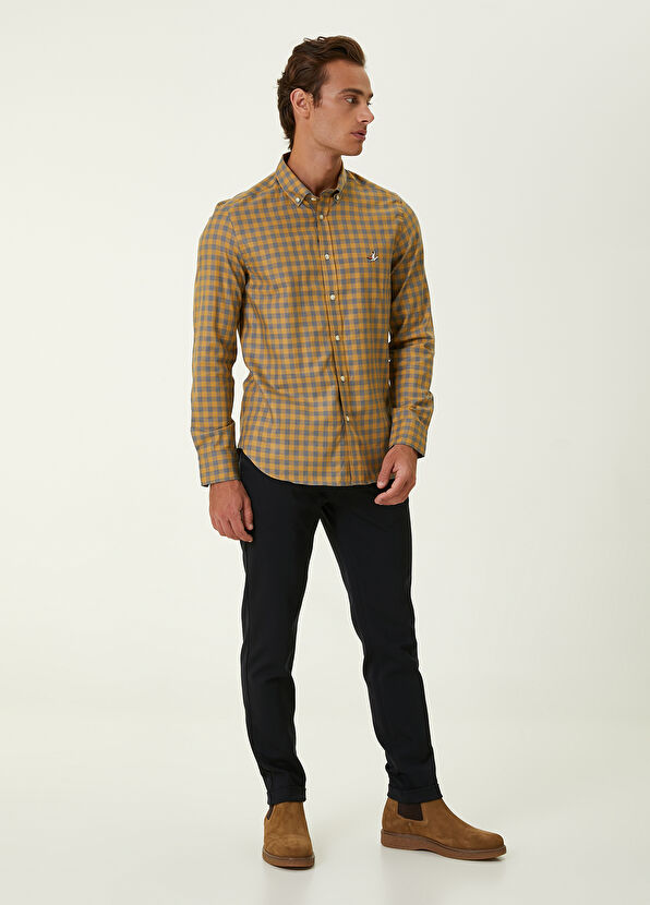 Beymen Club Slim Fit Hardal Küçük Ekose Desenli Gömlek - 2