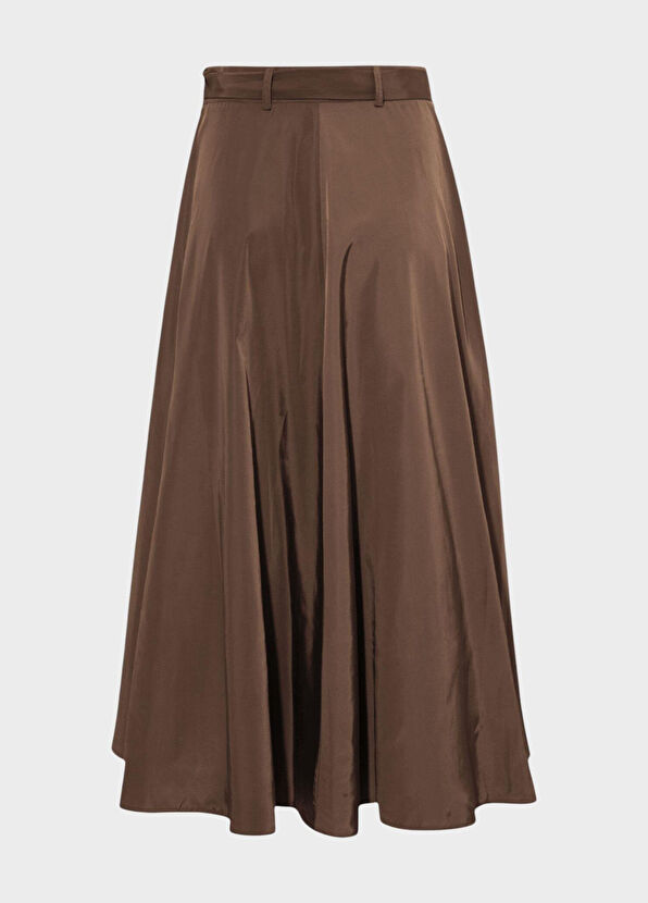 Rivus Brown Waist Belted Zippered Slit Detailed Pocket Women's Skirt - 2