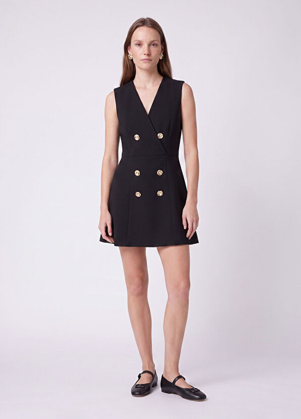 Beymen Club Black Double-Breasted Mini Cocktail Dress - 3