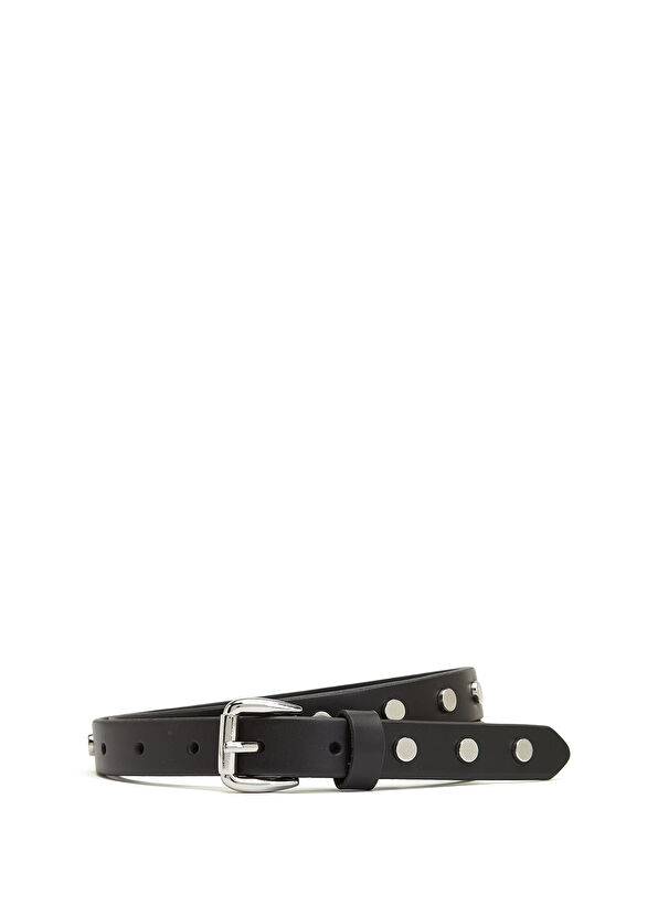 Beymen Club Black Women's Leather Thin Belt - 1