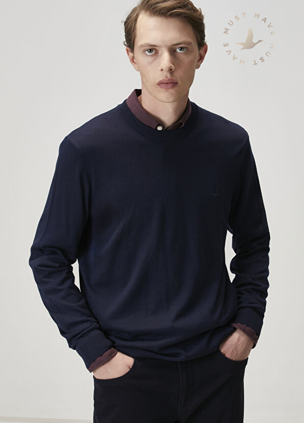 Beymen Club Navy Blue Basic Wool Sweater - 1