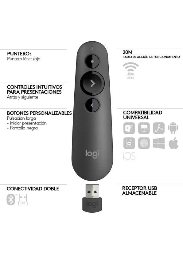 Logitech - R500S Grafit Kablosuz Sunum Kumandası - Siyah