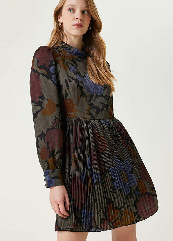 Beymen Club Haki Desenli Pileli Mini Boy Elbise - 2