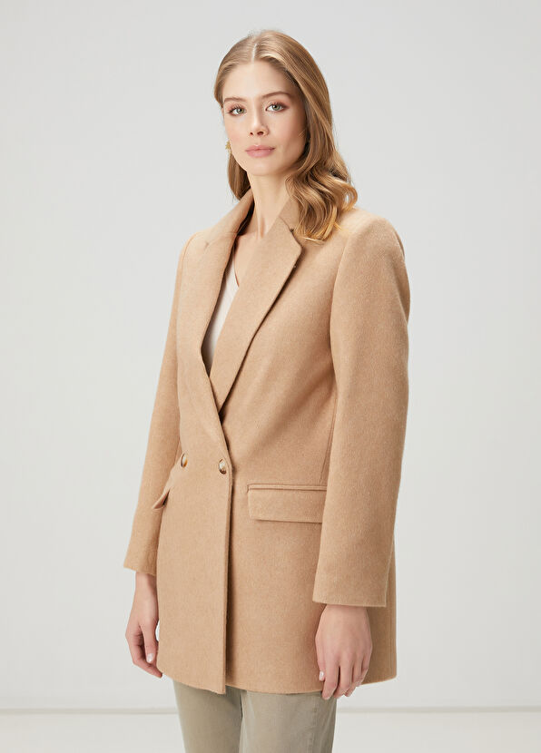Beymen Club Camel Double-Breasted Coat - 1