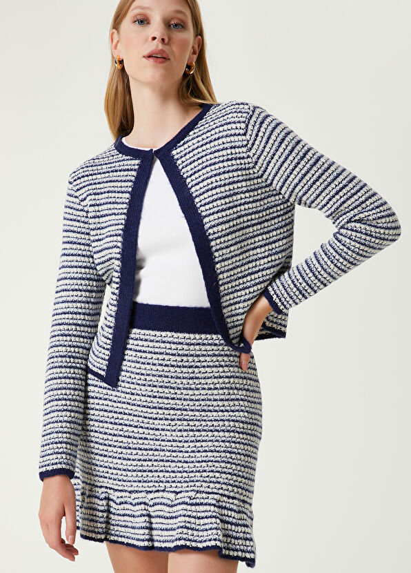 Beymen Club Lacivert Beyaz Çizgili Mini Etek - 2