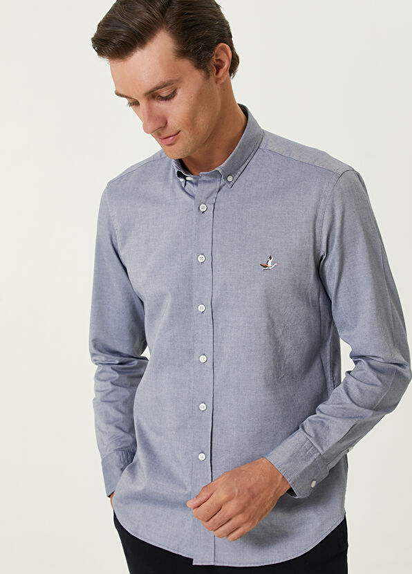 Beymen Club Slim Fit Koyu Mavi Oxford Gömlek - 2
