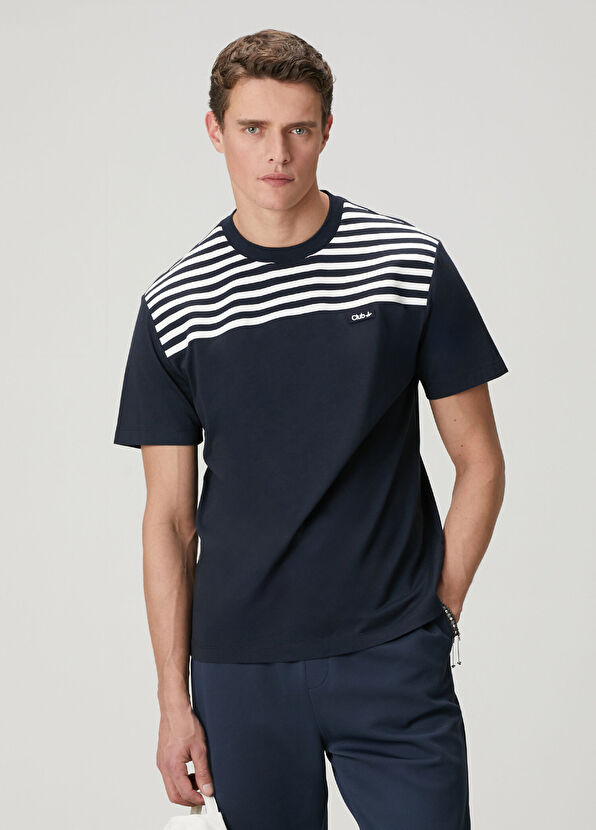 Beymen Club Lacivert Regular Fit Çizgili T-shirt - 2