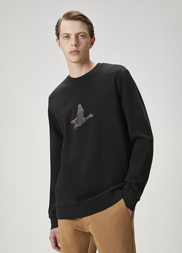 Beymen Club Siyah Kaz Baskılı Sweatshirt - 1