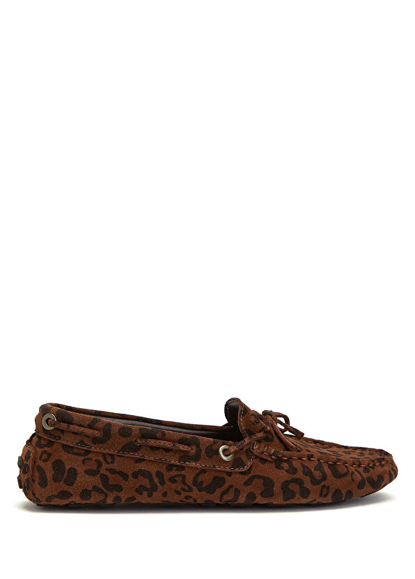 Beymen Club Leopar Print Lace-Up Women's Suede Driver - 1