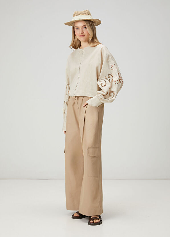 Beymen Club Bej Beli Bağcıklı Kargo Pantolon - 1