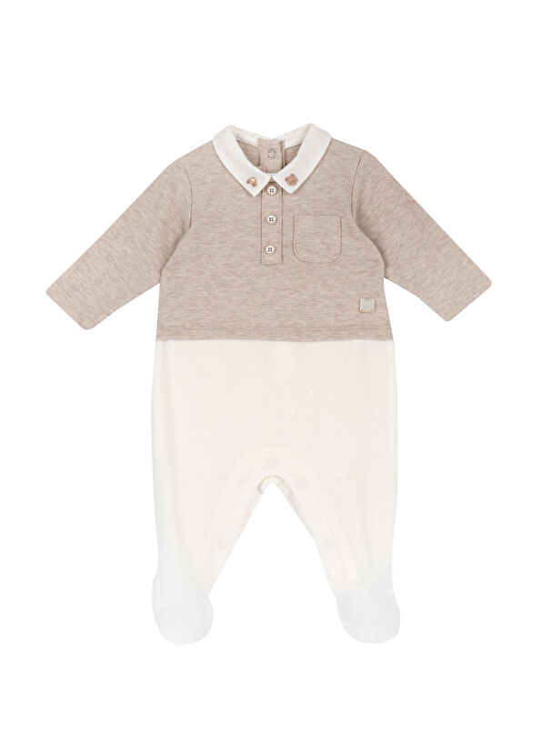 Chicco Cream Colored Cotton Baby Boy Jumpsuit - 1