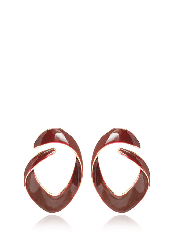 Beymen Club Burgundy Enamel Asymmetrical Women's Earrings - 1