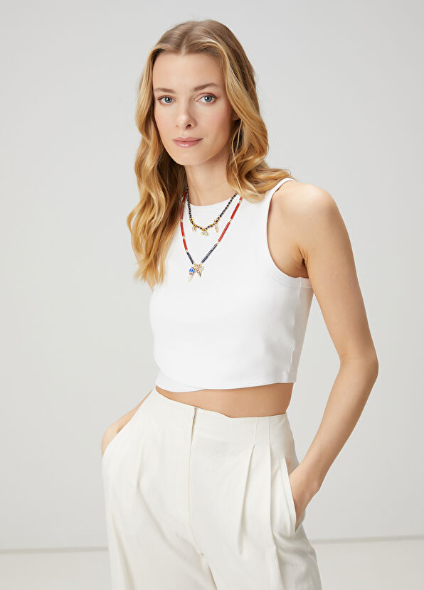 Beymen Club Beyaz Crop Atlet - 4