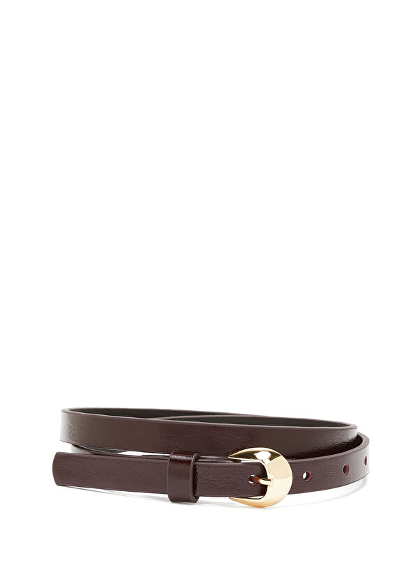 Beymen Club Bordo Bombe Tokalı Kadın İnce Deri Kemer - 1