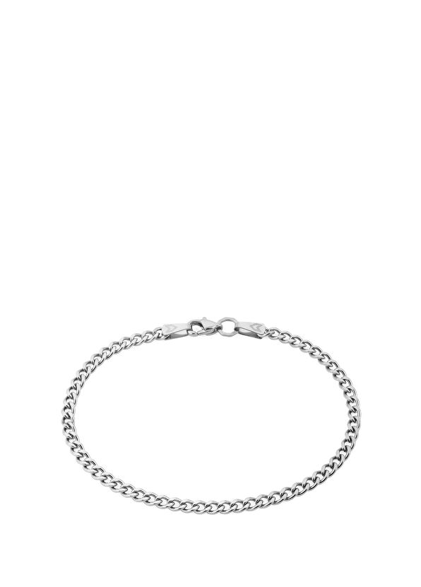 Curb Gümüş Kaplama Çelik Erkek Bileklik - Görsel 2