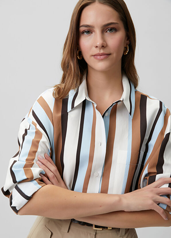 Beymen Club Oversize Çok Renkli Çizgili Gömlek - 2