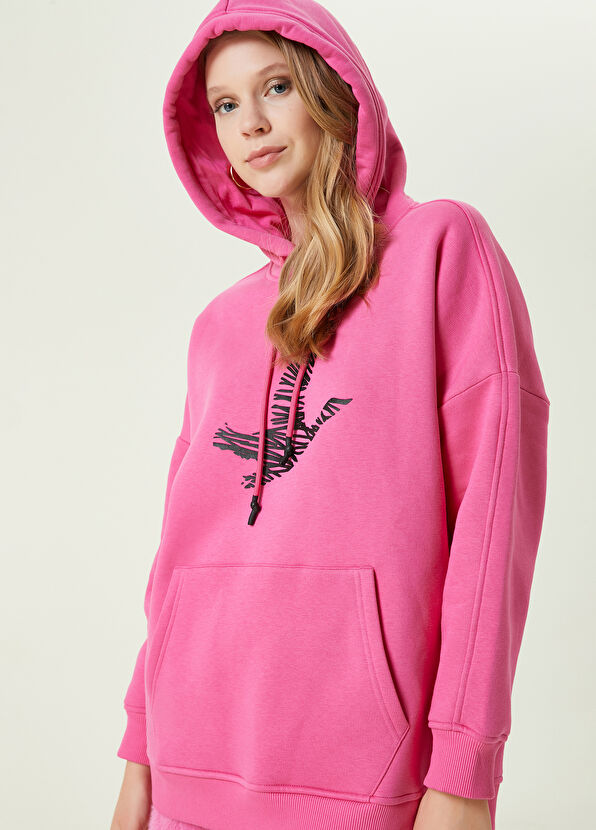 Beymen Club Pembe Kapüşonlu Logolu Sweatshirt - 3