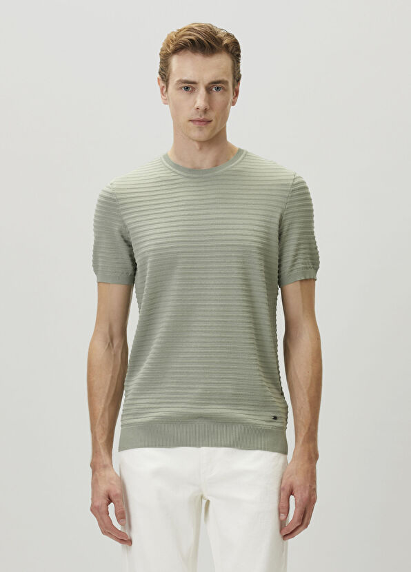 Beymen Club Green Knitted Textured Short Sleeve Sweater - 2