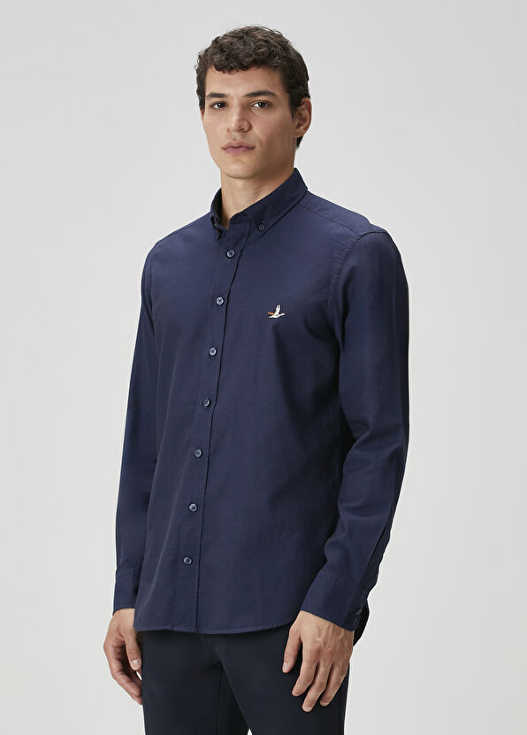 Beymen Club Slim Fit Lacivert Oxford Gömlek - 4