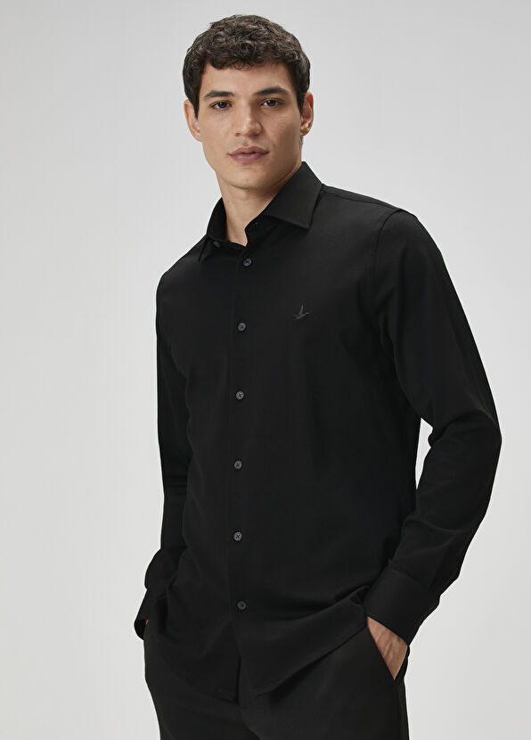 Beymen Club Slim Fit Siyah Örme Stretch Gömlek - 2