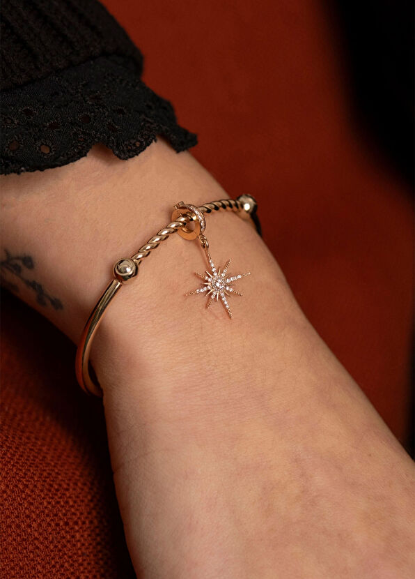 Safir Mücevher S'Charm Star 14K Gold Women's Charm with Diamond Stones - 2