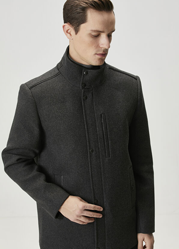 Beymen Club Antrasit Yün Kaşe Kaban - 2