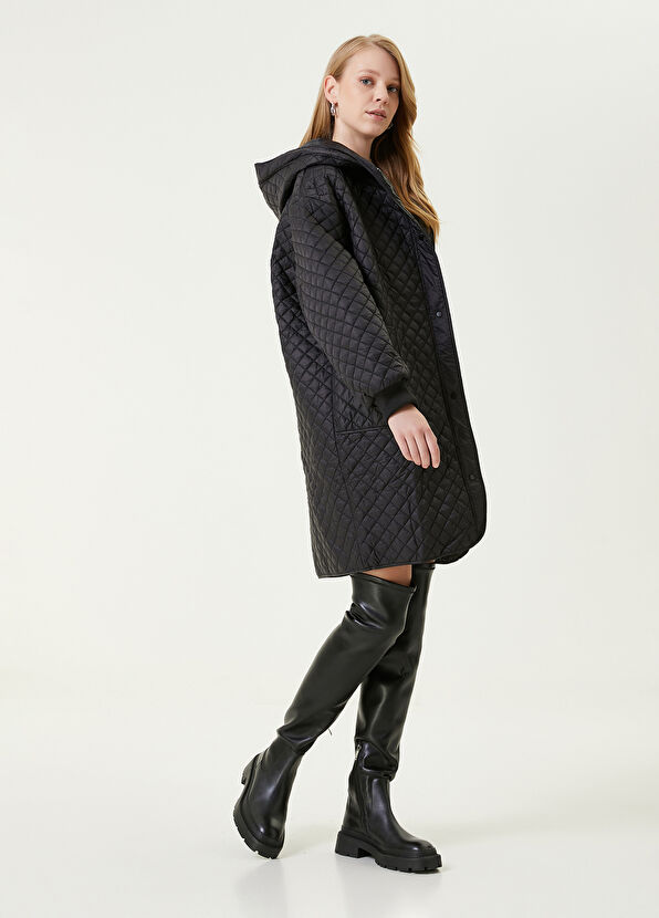 Beymen Club Siyah Kapüşonlu İnce Puff Mont - 3