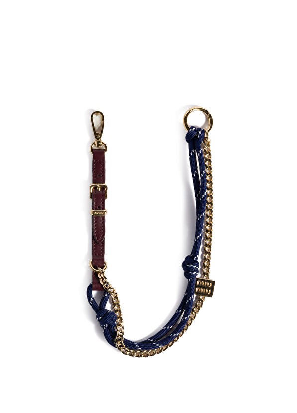 Miu Miu Bordo Deri Kordon ve Metal Trick Anahtarlık - 1