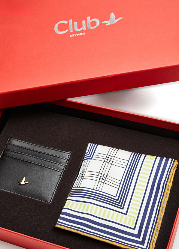 Beymen Club Black Leather Card Holder Scarf Set - 2