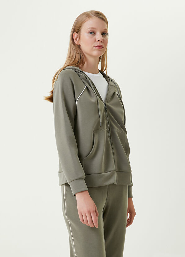 Beymen Club Olive Hooded Contrast-Trimmed Sweatshirt - 3