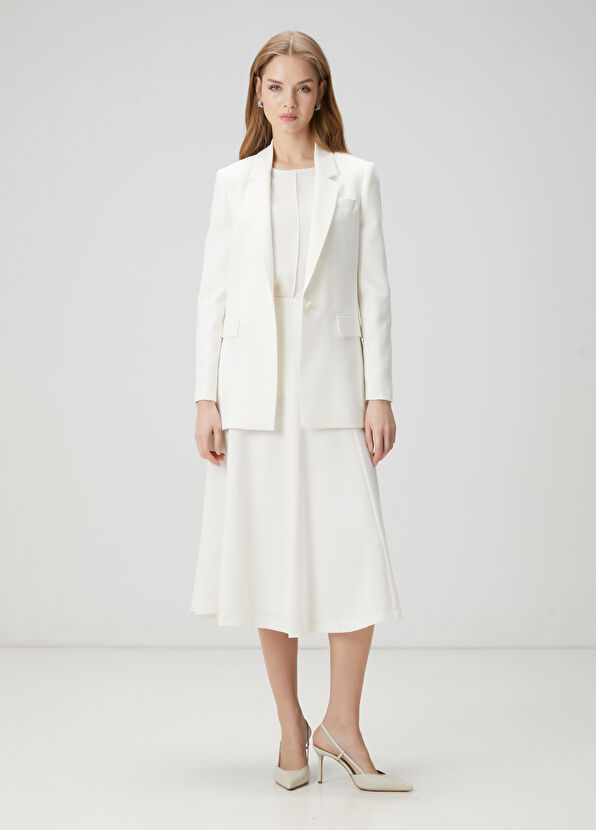 Beymen Club Off-White Midi Crepe Skirt - 1