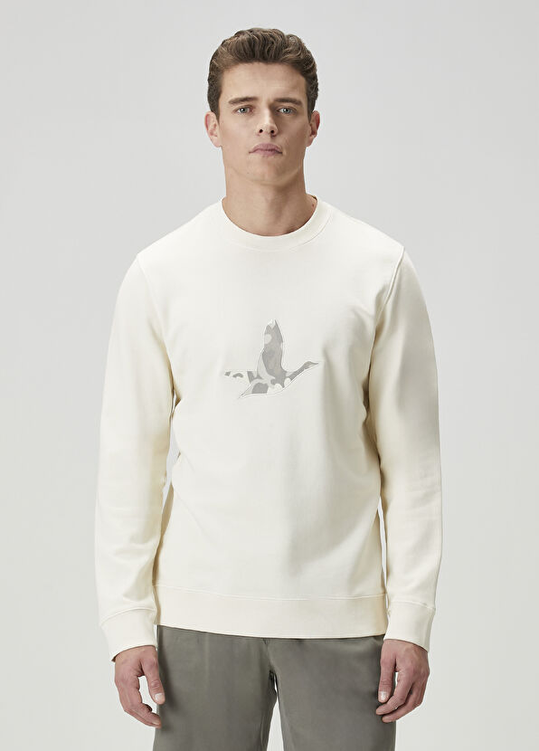 Beymen Club Krem Kamuflaj Kaz Nakışlı Sweatshirt - 3