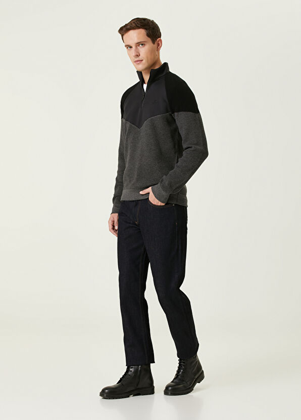 Beymen Club Siyah Yakası Fermuarlı Garni Detaylı Kazak - 3