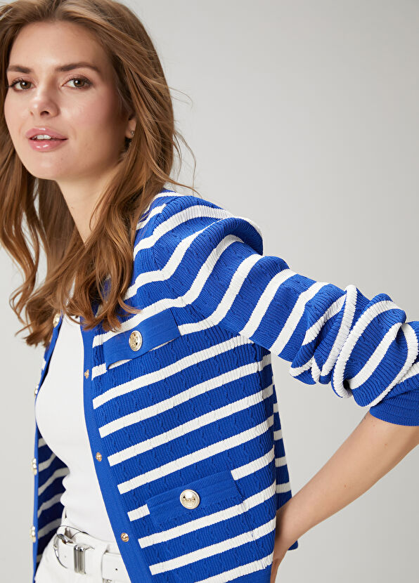 Beymen Club Blue White Striped Cardigan - 2