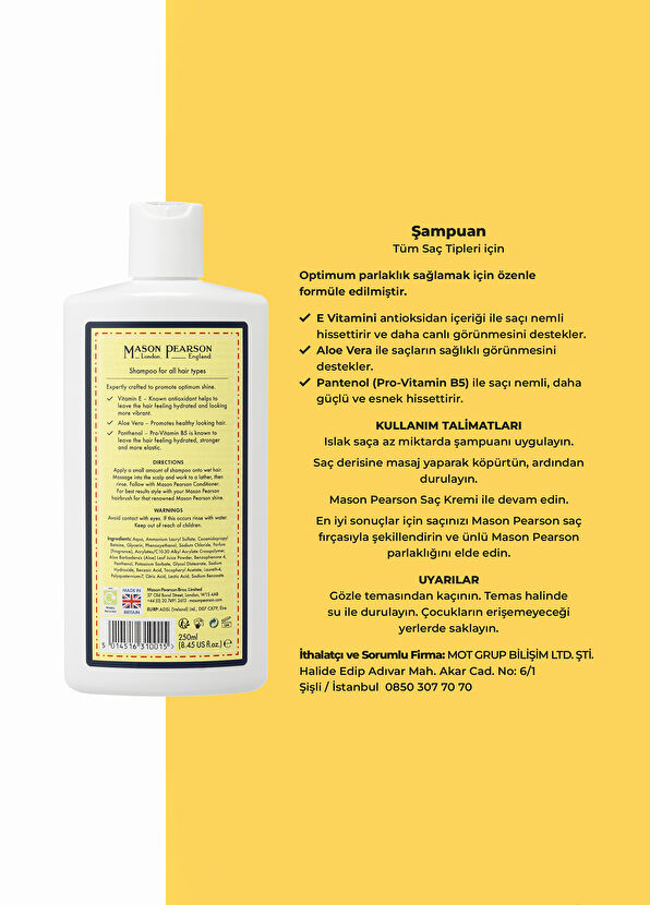 Mason Pearson Tüm Saç Tipleri İçin Besleyici & Onarıcı Şampuan 250 ml - 2