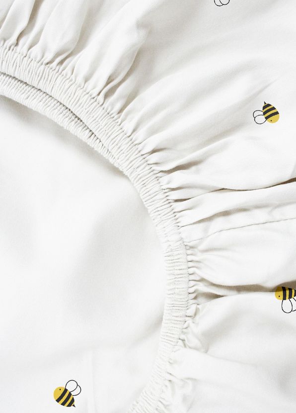 Casadora Baby Happy Bee Beyaz Pamuk Saten Çocuk Lastikli Çarşaf ve Yastık Kılıfı Seti 100 x 200 cm + 50 x 70 cm - 3