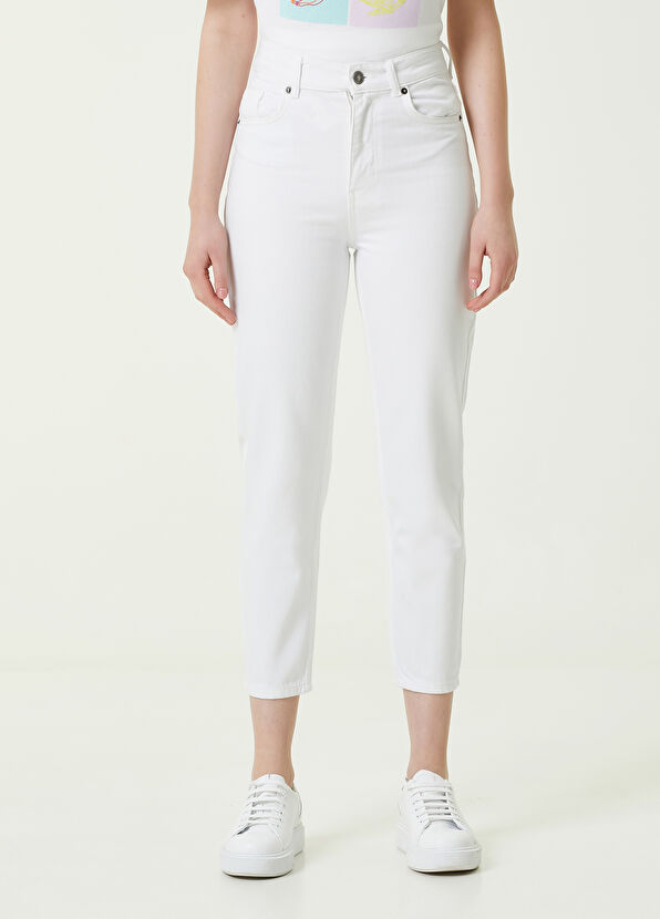 Beymen Club Slim Mom Fit Beyaz Jean Pantolon - 2