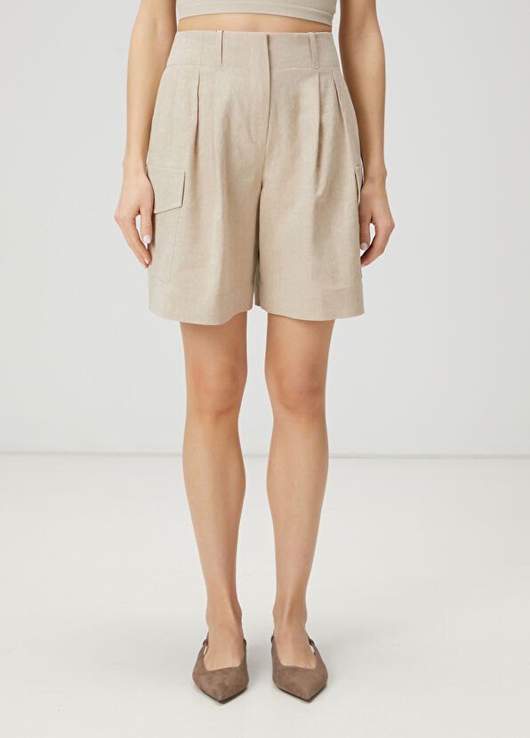 Beymen Club Beige Linen Shorts - 2