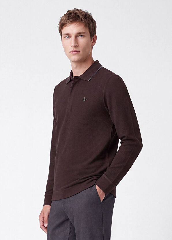 Beymen Club Comfort Fit Brown Ottoman Polo Sweatshirt - 3