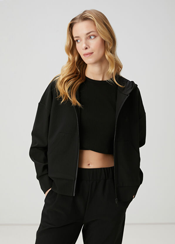 Beymen Club Siyah Kapüşonlu Fermuarlı Sweatshirt - 1