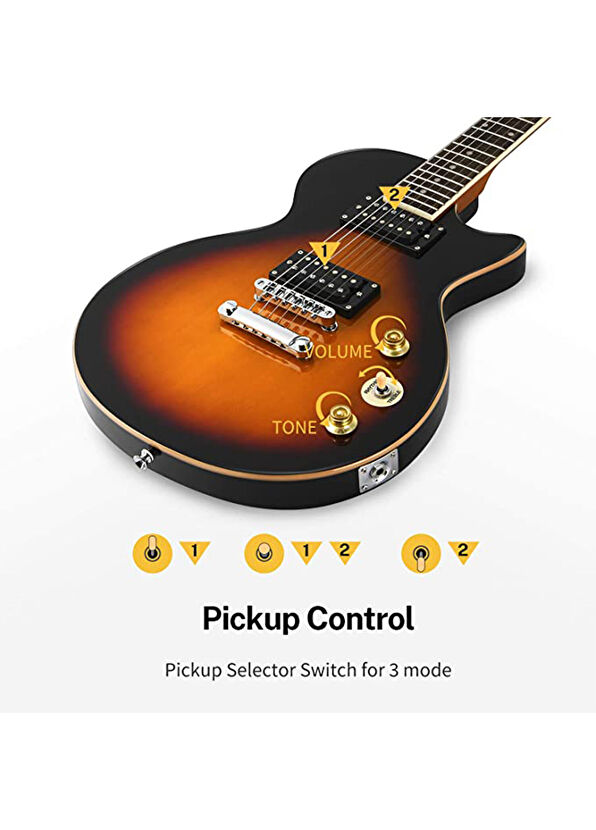 Donner DLP-124S LP Sunburst Electric Guitar Package - 2
