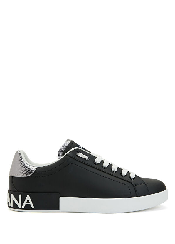 Dolce&Gabbana Portofino Black And White Logo Detailed Mens Leath - 1