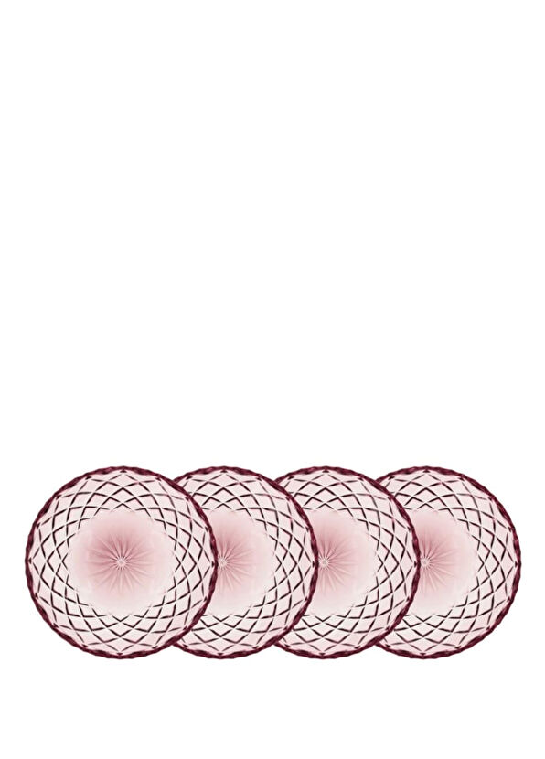 Lyngby Glas Sorrento Asian Pink Glass Set of 4 Plates - 1