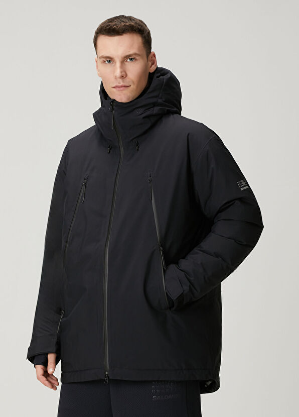 MM6 x Salomon Siyah Kapüşonlu Parka - 1